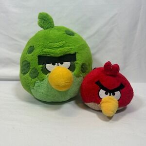 Angry Birds Green 8" Red 4" Space Terence Plush Stuffed 2010 2012-Working Sound